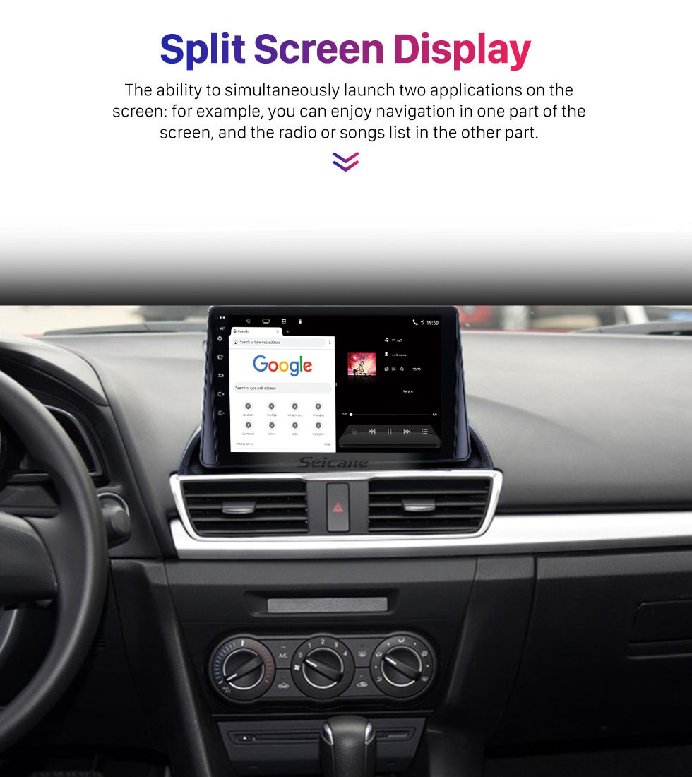 Seicane 9 pouces Android 10.0 pour Mazda 3 Axela Système de navigation GPS stéréo avec Bluetooth touch Carplay