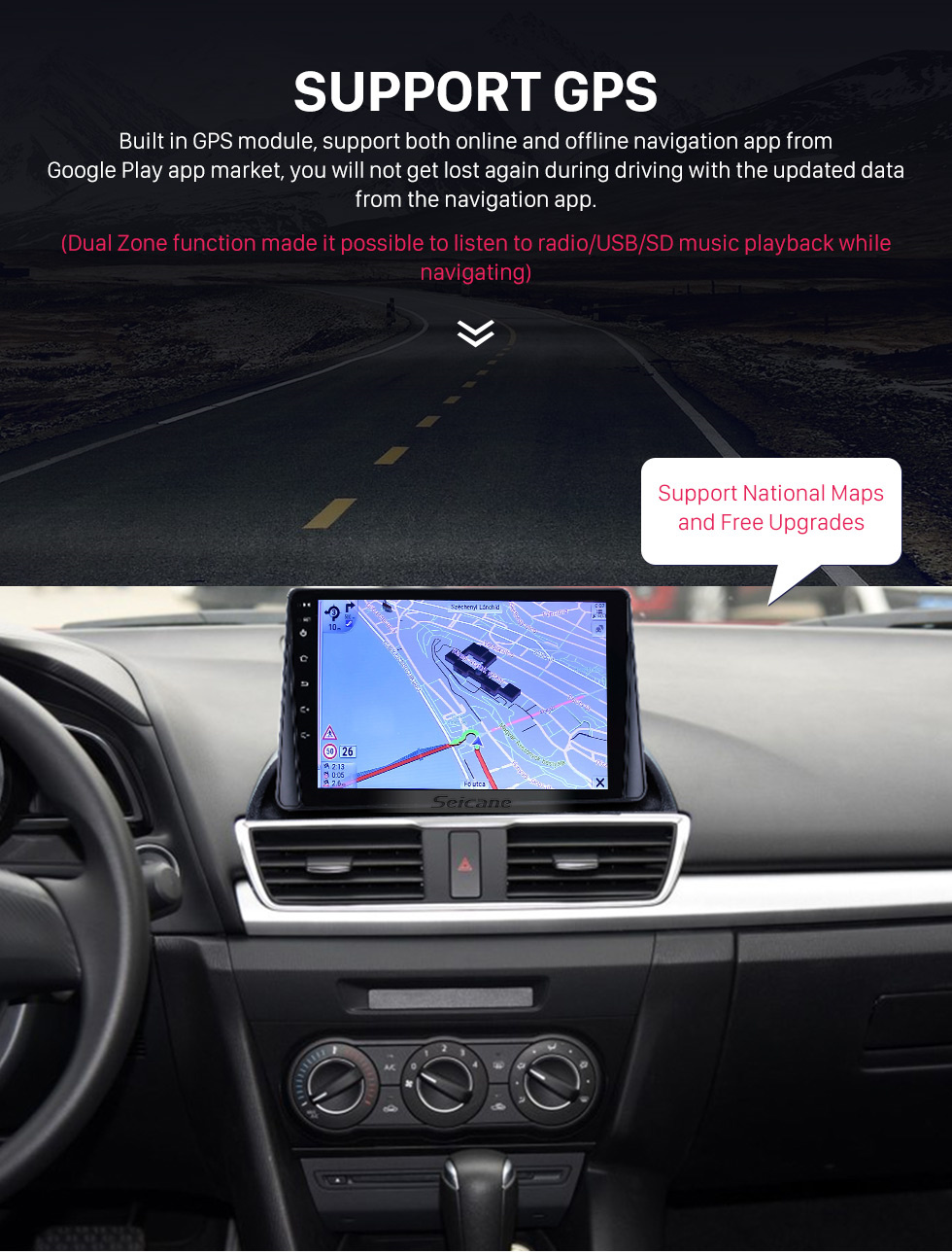 Seicane 9 inch Android 10.0 for Mazda 3 Axela Stereo GPS navigation system with Bluetooth touch Carplay