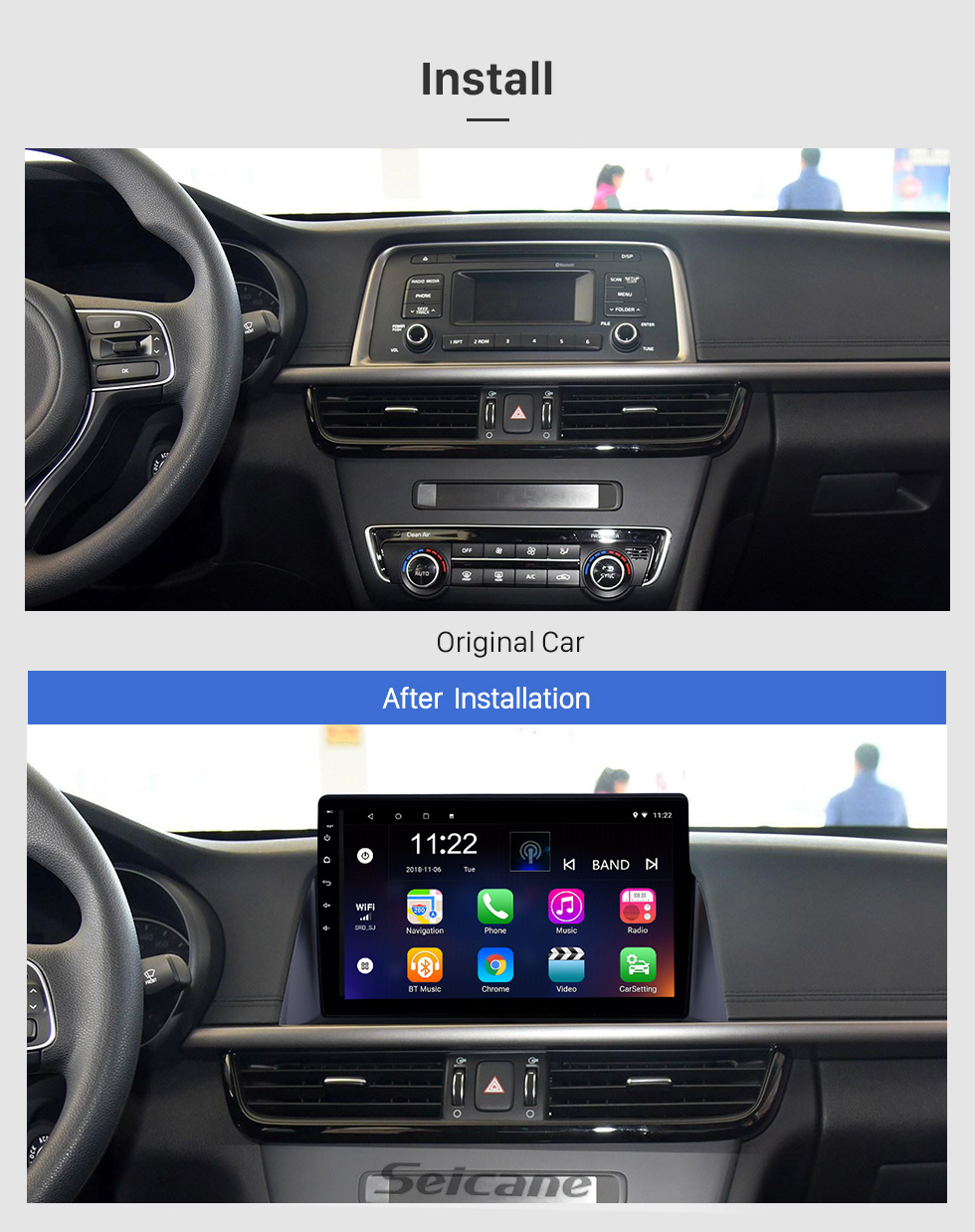 Seicane 10,1 zoll android 8,1 2016 Kia K5 HD-Touchscreen Radio Bluetooth GPS-Navigationssystem Unterstützung Unterstützungskamera TPMS Lenkradsteuerung Digital TV Mirror Link Seicane 10,1 zoll android 8,1 2016 Kia K5 HD-Touchscreen Radio Bluetooth GPS-Navigationssystem Unterstützung Unterstützungskamera TPMS Lenkradsteuerung Digital TV Mirror Link