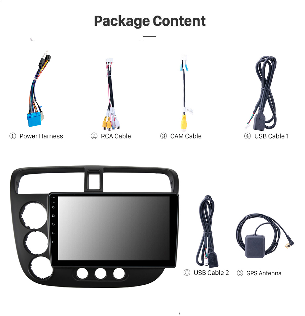 Seicane Para HONDA CIVIC MANUAL AC 2005 Rádio Android 13.0 HD Touchscreen 9 polegadas Sistema de Navegação GPS com WIFI Bluetooth Carplay suporte DVR