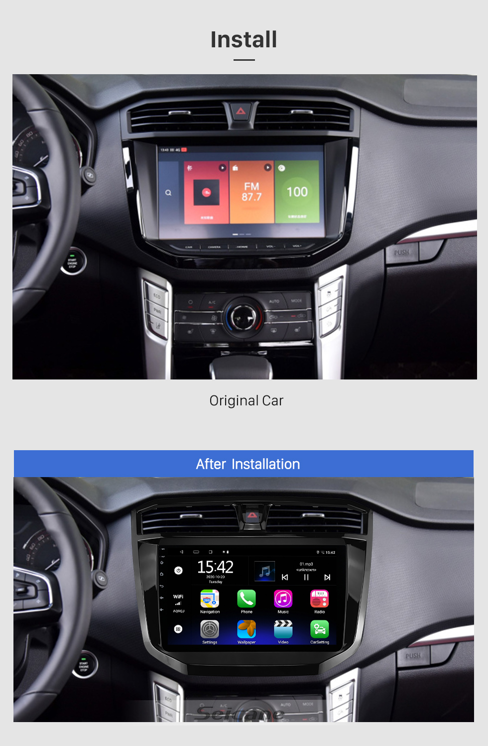 Seicane OEM 9-дюймовый Android 10.0 для BENZ GLK-CLASS (X204) LHD 2012-2015 Радио с сенсорным экраном Bluetooth HD Поддержка системы GPS-навигации Carplay DAB +