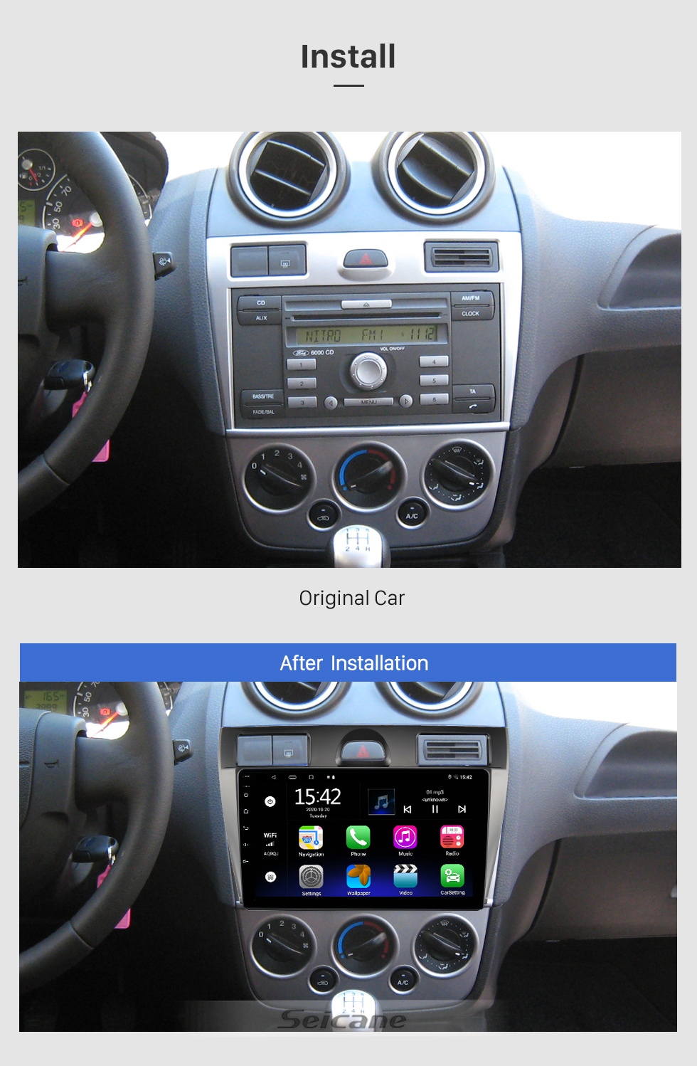 Installing New Android Headunit Sat-Nav Ford Fiesta MK6 AKA THE FUEL SAVER  & Repairing Factory Radio 