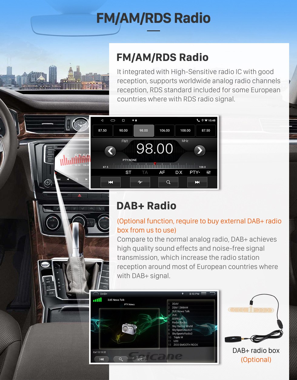 Seicane 9-дюймовый сенсорный экран HD для 2006-2013 Honda Stream Авторадио, автомобильный радиоприемник, DVD-плеер, автомобильная стереосистема, поддержка изображения в картинке