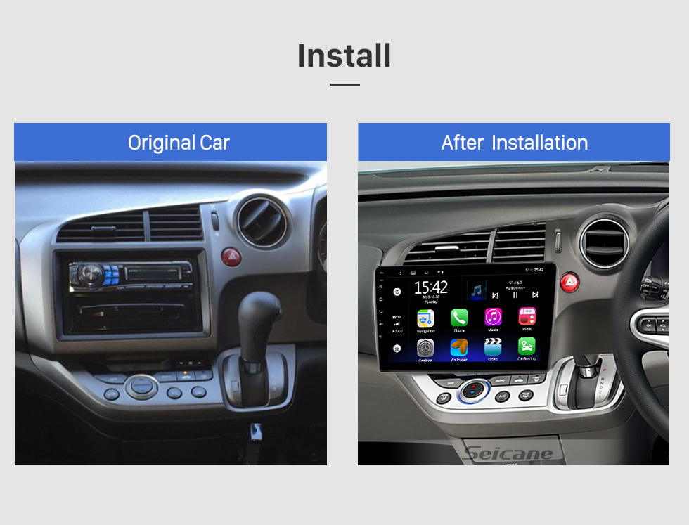 Seicane Pantalla táctil HD de 9 pulgadas para 2006-2013 Honda Stream Autoradio Radio de coche Reproductor de DVD Sistema estéreo de coche Soporte Imagen en imagen