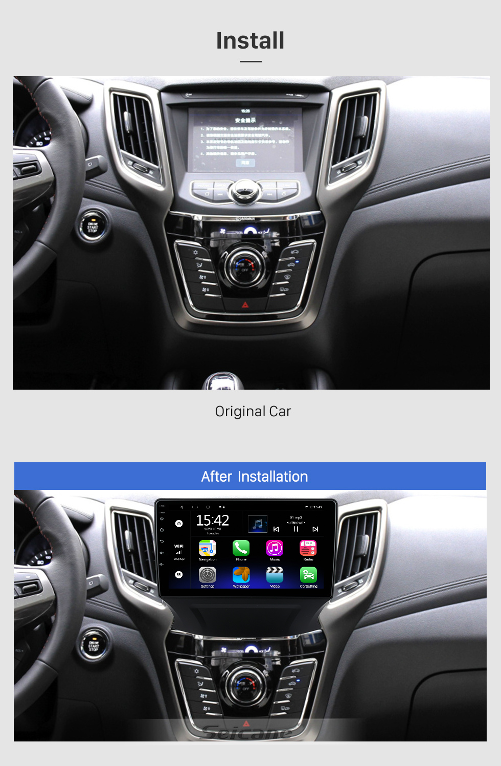 Seicane 9 pouces Android 10.0 pour KIA K3 RIO RHD 2012 Radio Système de navigation GPS avec écran tactile HD Prise en charge Bluetooth Carplay OBD2