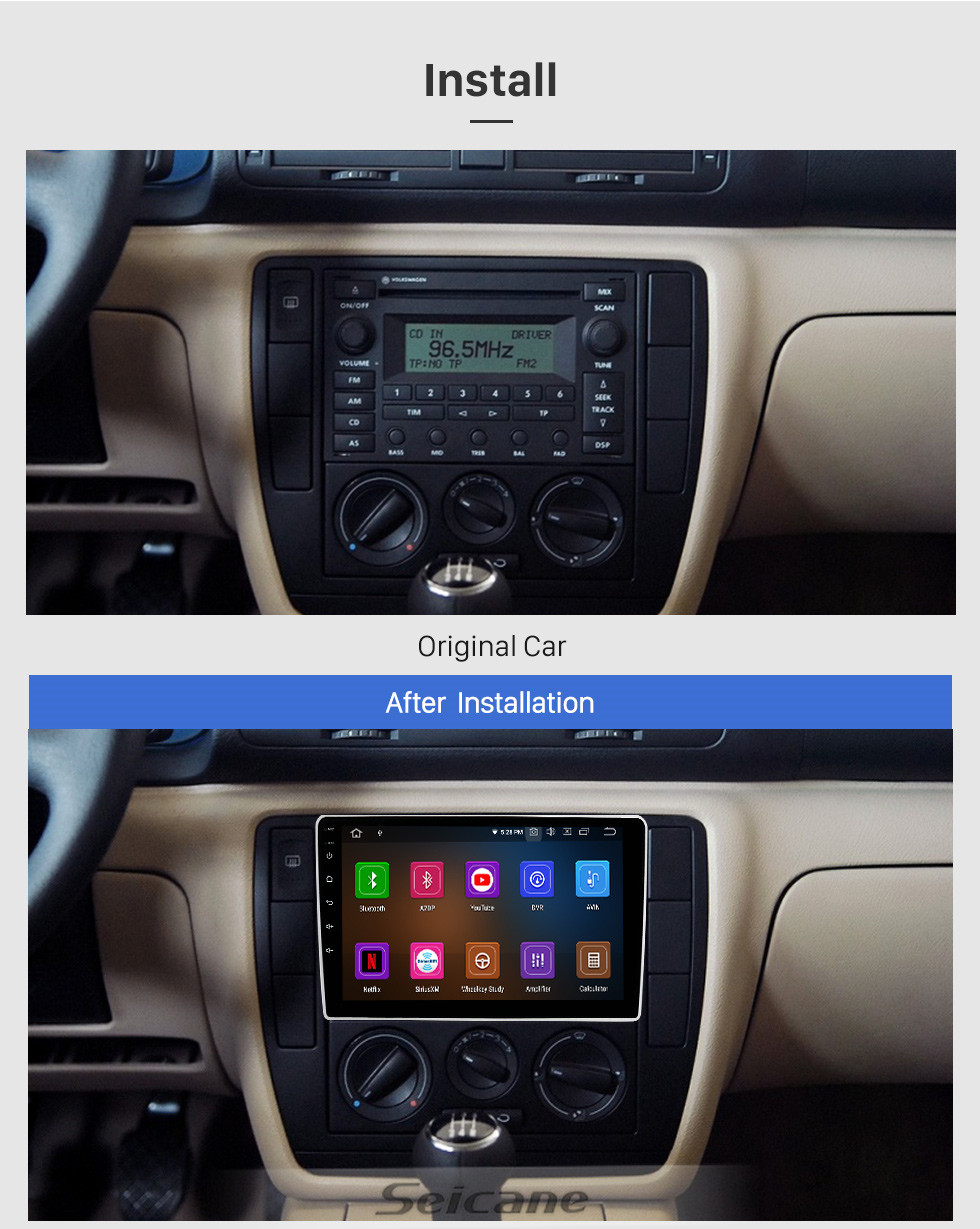 Seicane 9 pouces Android 11.0 pour VOLKSWAGEN PASSAT B5 B6 2004-2010 Radio Système de navigation GPS avec écran tactile HD Bluetooth Carplay support OBD2