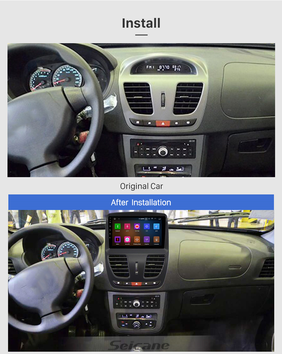 Seicane 9 polegadas Android 13.0 para 2014 SAIPA SAINA Sistema de navegação GPS por rádio com tela sensível ao toque HD Bluetooth Carplay compatível com OBD2