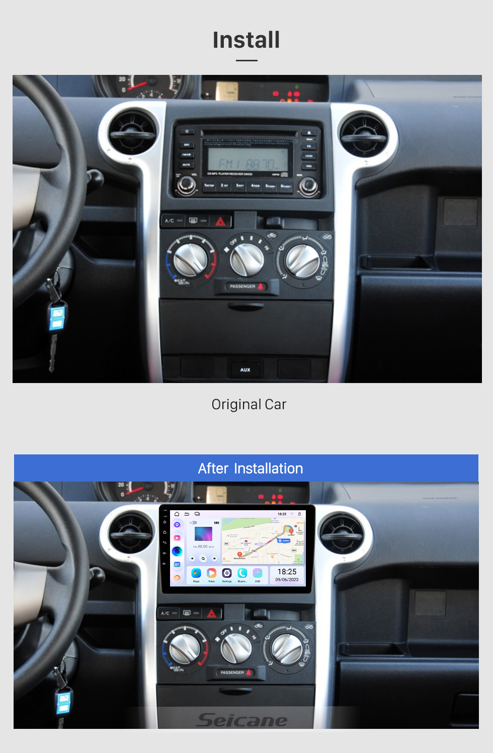 Seicane 9 Zoll Android 13.0 Für 2019-2021 TOYOTA SIENTA RHD Stereo-GPS-Navigationssystem mit Bluetooth OBD2 DVR HD-Touchscreen-Rückfahrkamera