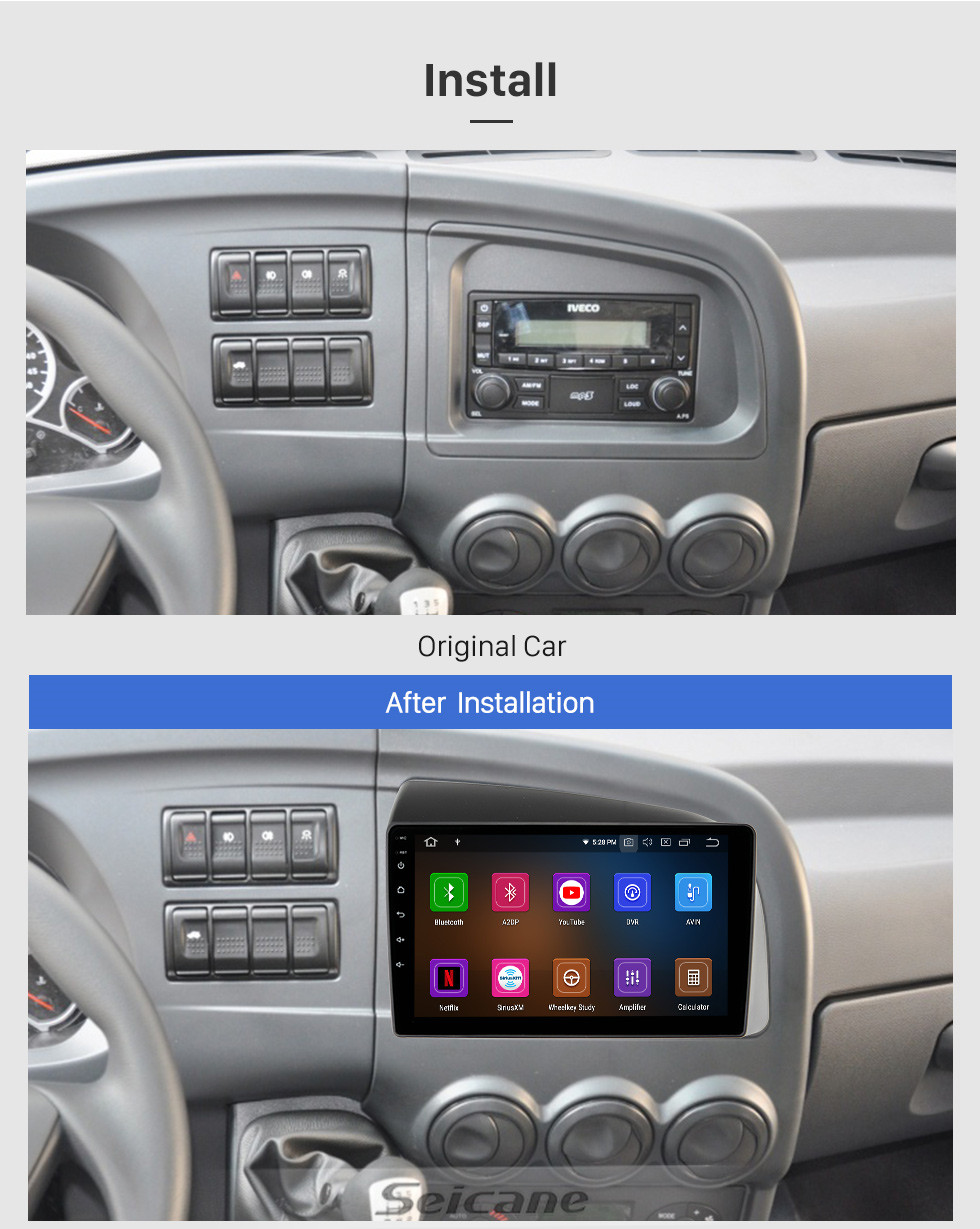 Seicane Für 2014-2016 IVECO BRONTE LHD Radio Android 11.0 HD Touchscreen 9 Zoll mit AUX Bluetooth GPS Navigationssystem Carplay Unterstützung 1080P Video