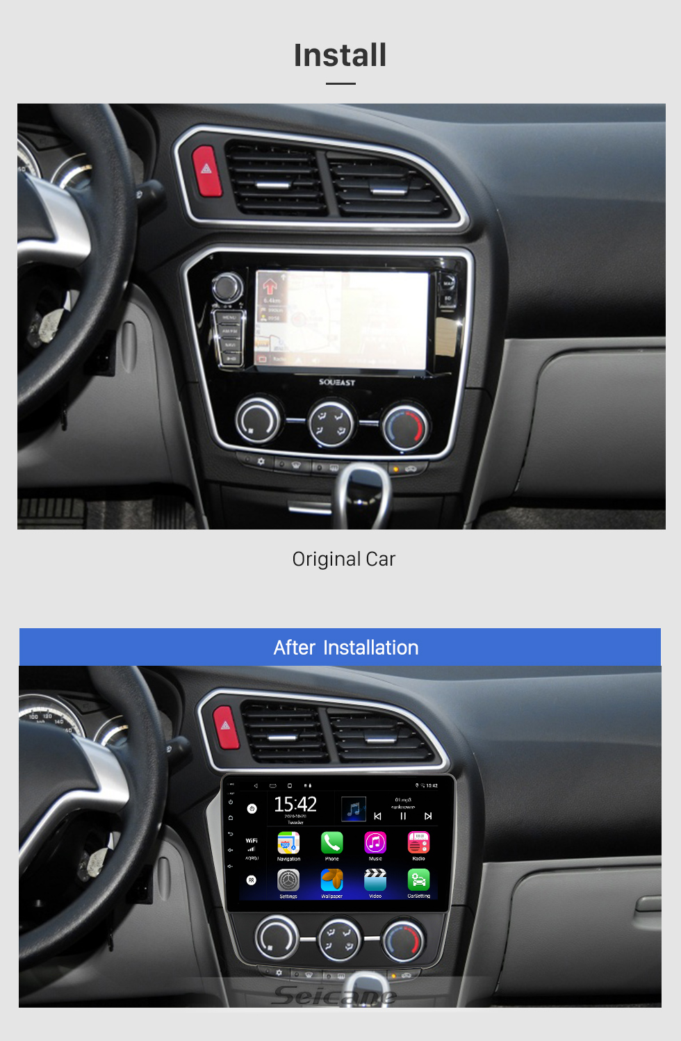 Seicane Para IVECO BRONTE LHD 2014-2016 Rádio Android 10.0 HD Touchscreen Sistema de navegação GPS de 9 polegadas com WIFI Bluetooth compatível com Carplay DVR