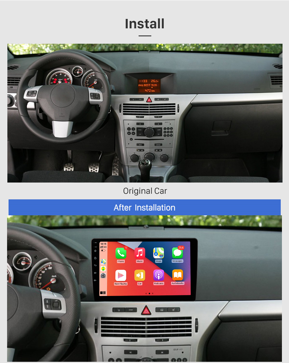 Seicane Pour OPEL ASTRA ZAFIRA SILVER 2007 Radio Android 13.0 HD Écran tactile 9 pouces Système de navigation GPS avec prise en charge WIFI Bluetooth Carplay DVR
