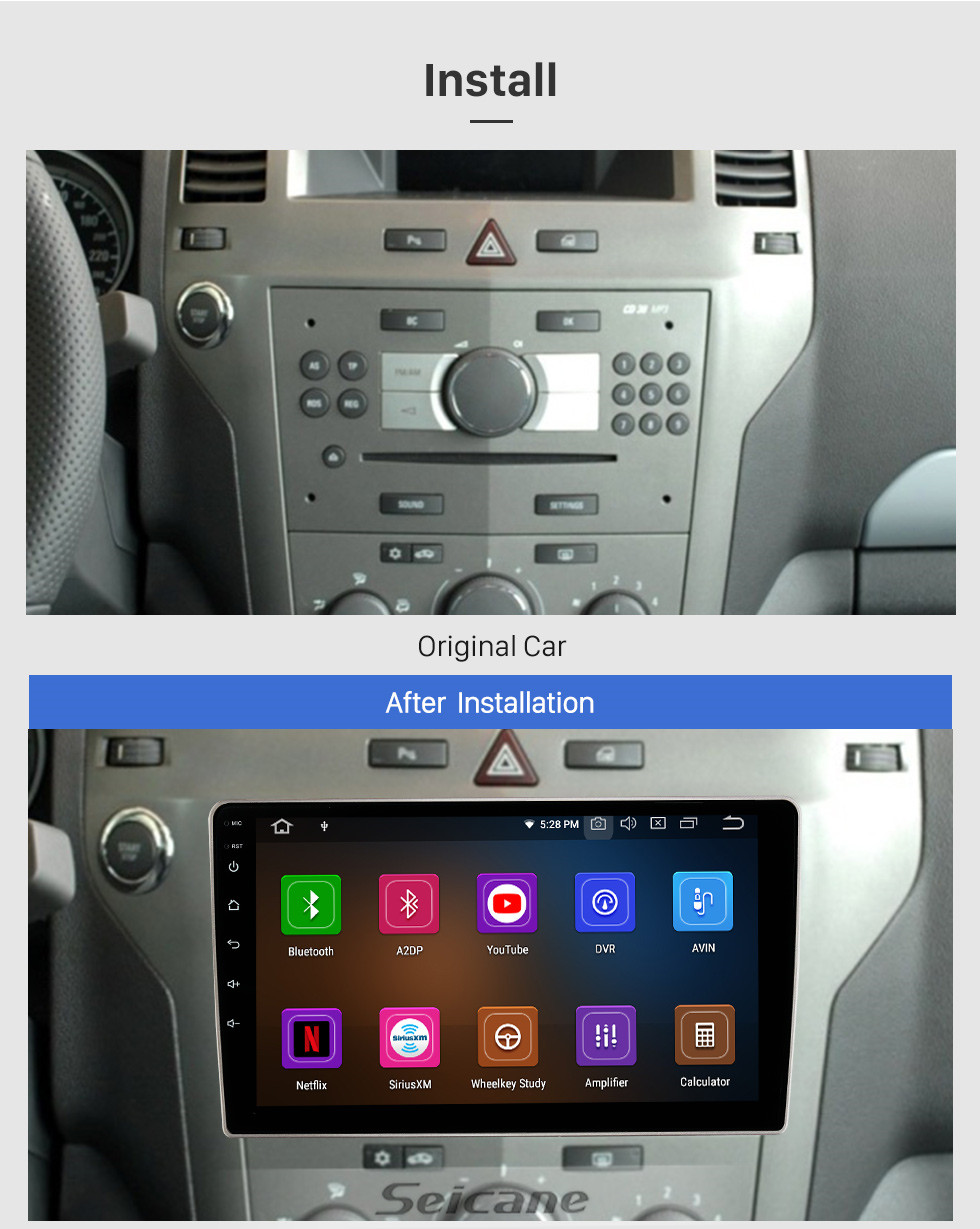 Seicane 9 inch Android 12.0 For 2006 2007 2008 2009 2010 OPEL ASTRA ZAFIRA Radio GPS Navigation System with HD Touchscreen Bluetooth Carplay support OBD2