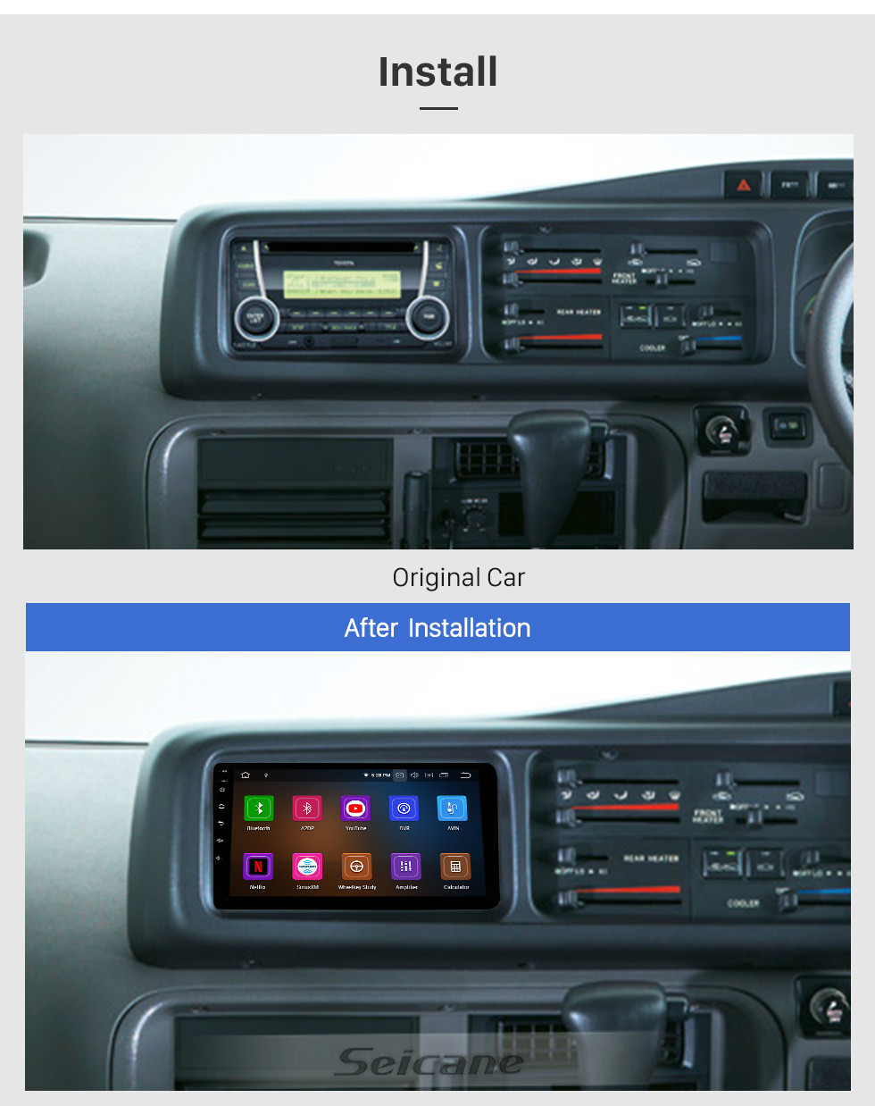 Seicane Sistema de navegación GPS con radio y pantalla táctil HD de 9 pulgadas Android 13.0 para TOYOTA COASTER 2013-2015, compatible con Bluetooth Carplay OBD2 Seicane Sistema de navegación GPS con radio y pantalla táctil HD de 9 pulgadas Android 13.0 para TOYOTA COASTER 2013-2015, compatible con Bluetooth Carplay OBD2