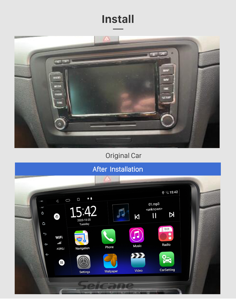 Seicane OEM 10,1 Zoll Android 10.0 Radio für 2006-2015 TOYOTA LAND CRUISER Bluetooth HD Touchscreen GPS-Navigationsunterstützung Carplay Rückfahrkamera TPMS