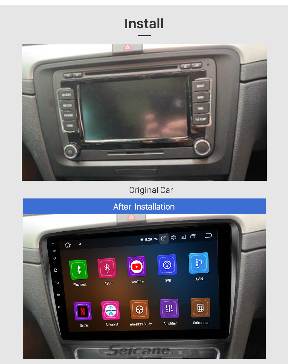 Seicane Pantalla táctil HD 10.1 pulgadas Android 11.0 para SKODA SUPERB 2009-2013 Radio Sistema de navegación GPS Soporte Bluetooth Carplay Cámara de respaldo