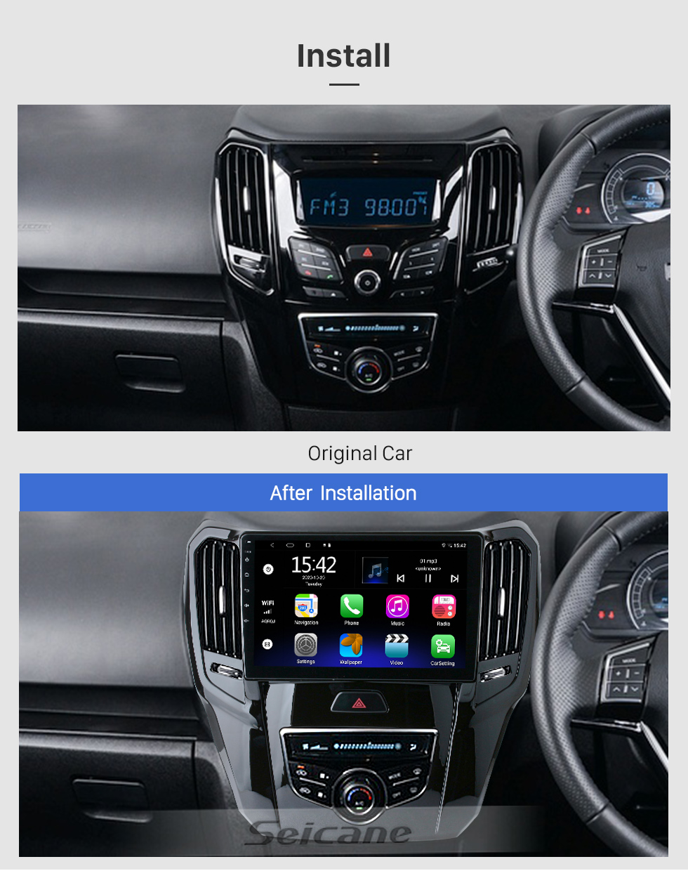 Seicane Android 10.0 For 2014-2021 Haval H1 Great Wall M4 RHD Radio GPS Navigation System 10.1 inch HD Touchscreen with Bluetooth support Carplay Rear camera DVR