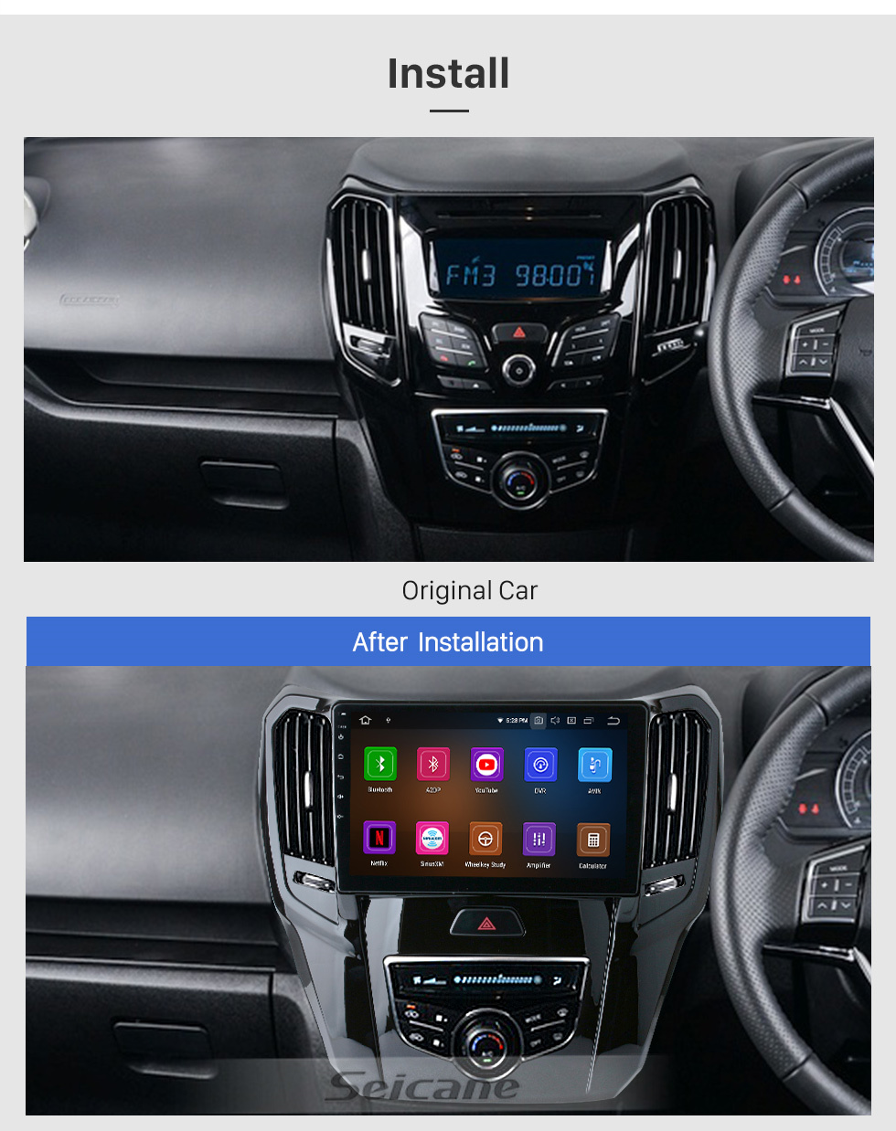 Seicane Android 11.0 para Haval H1 Great Wall M4 RHD 2014-2021 Radio HD Pantalla táctil 10.1 pulgadas con AUX Bluetooth Sistema de navegación GPS Soporte Carplay 1080P Video