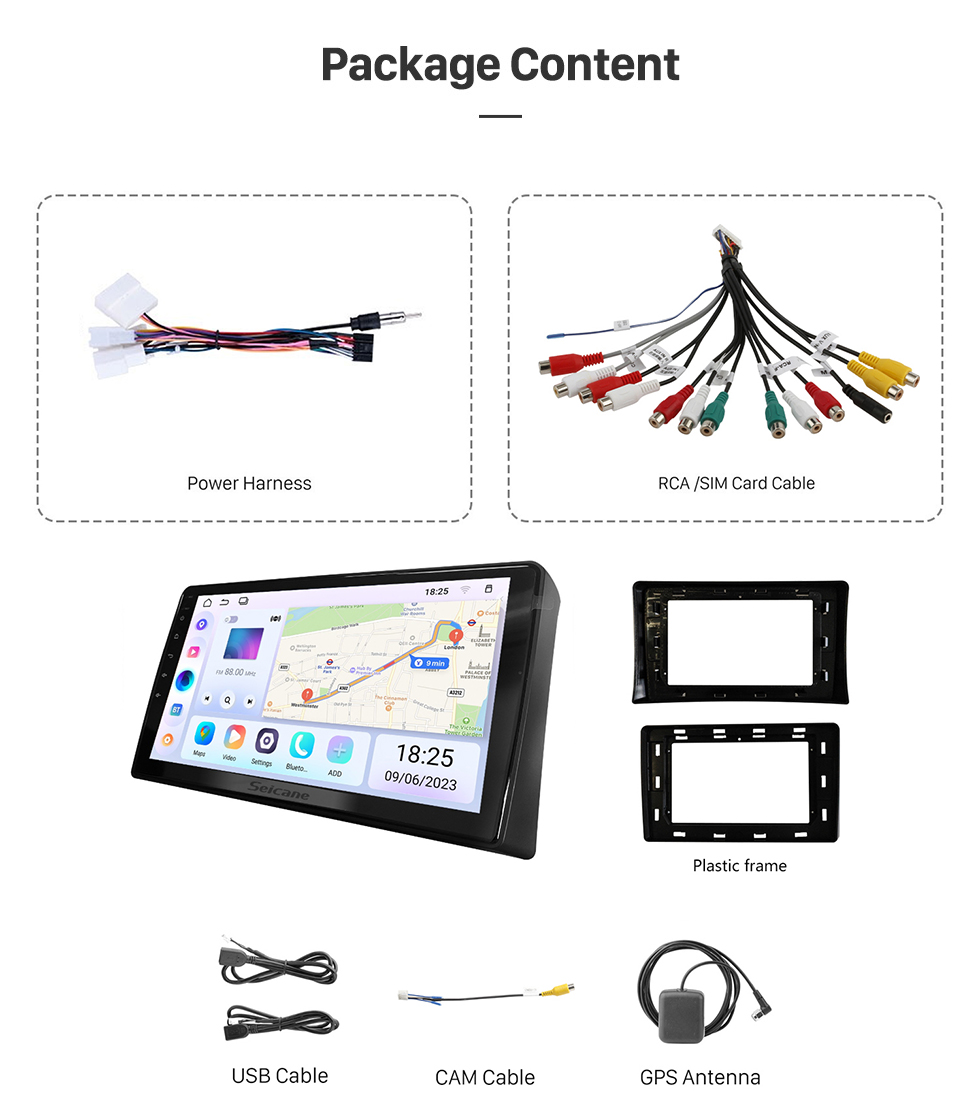 Seicane 10,1 pouces Android 13.0 pour Toyota Noah Voxy 2007-2013 Système de navigation GPS avec écran tactile HD Prise en charge Bluetooth Carplay OBD2