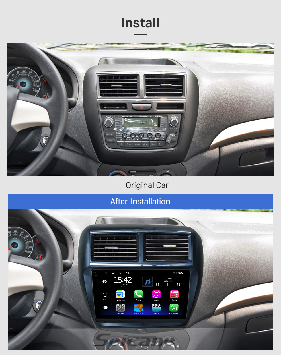 Seicane Android 10.0 HD Pantalla táctil de 9 pulgadas para 2012-2015 FAW V5 Radio Sistema de navegación GPS con soporte Bluetooth Cámara trasera Carplay