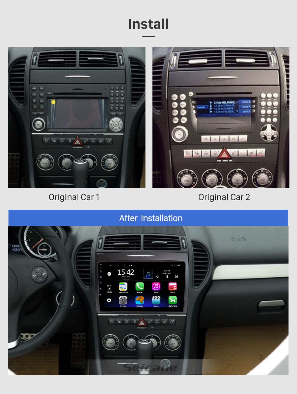 Seicane Android 10.0 Car Radio GPS navigation system for BENZ SLK 2004-2012 with Bluetooth Touch Screen Mirror link USB WIFI support HD 1080P Video Steering Wheel control Seicane Android 10.0 Car Radio GPS navigation system for BENZ SLK 2004-2012 with Bluetooth Touch Screen Mirror link USB WIFI support HD 1080P Video Steering Wheel control
