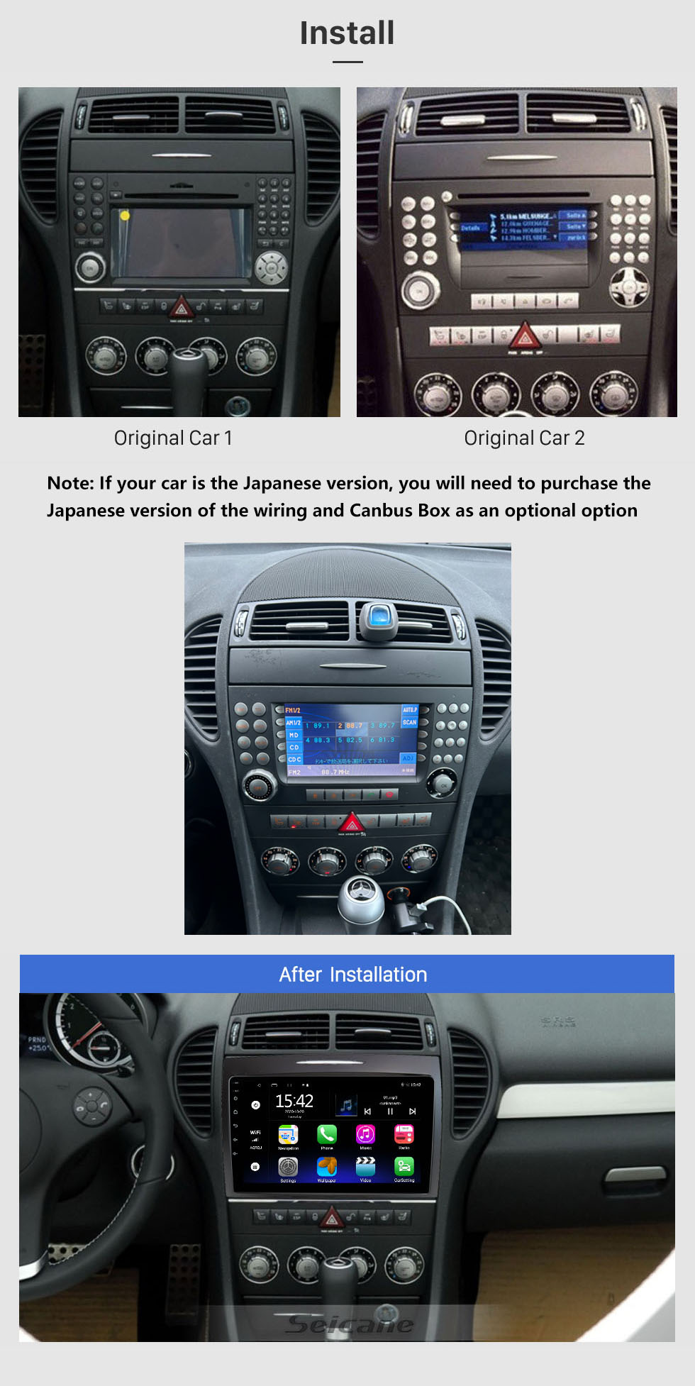 Seicane 9 pouces Android 13.0 pour BENZ SLK 2004-2012 Système de navigation GPS Radio avec écran tactile HD Prise en charge Bluetooth Carplay OBD2 Seicane 9 pouces Android 13.0 pour BENZ SLK 2004-2012 Système de navigation GPS Radio avec écran tactile HD Prise en charge Bluetooth Carplay OBD2