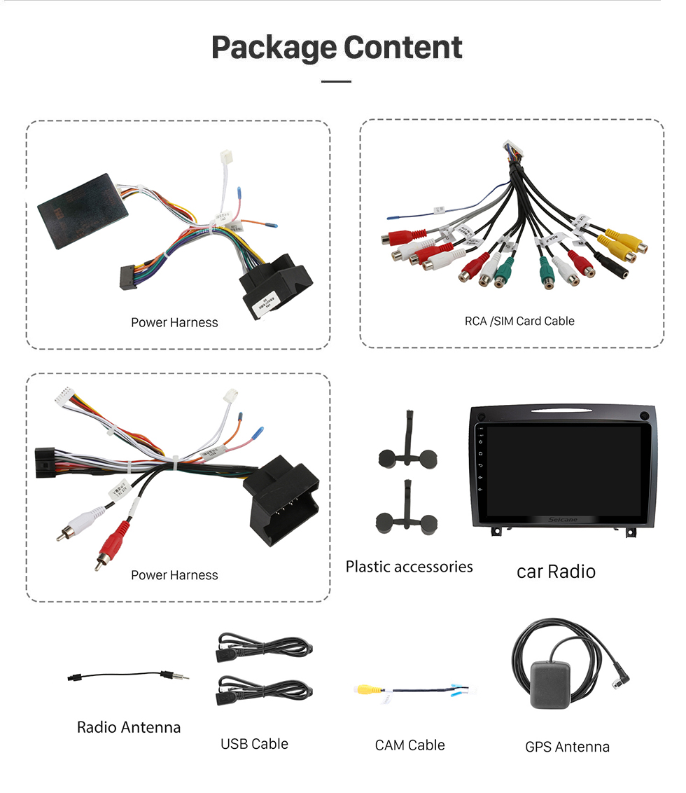 Seicane Android 13.0 de 9 pulgadas para BENZ SLK 2004-2012 Radio Sistema de navegación GPS con pantalla táctil HD Soporte Bluetooth Carplay OBD2