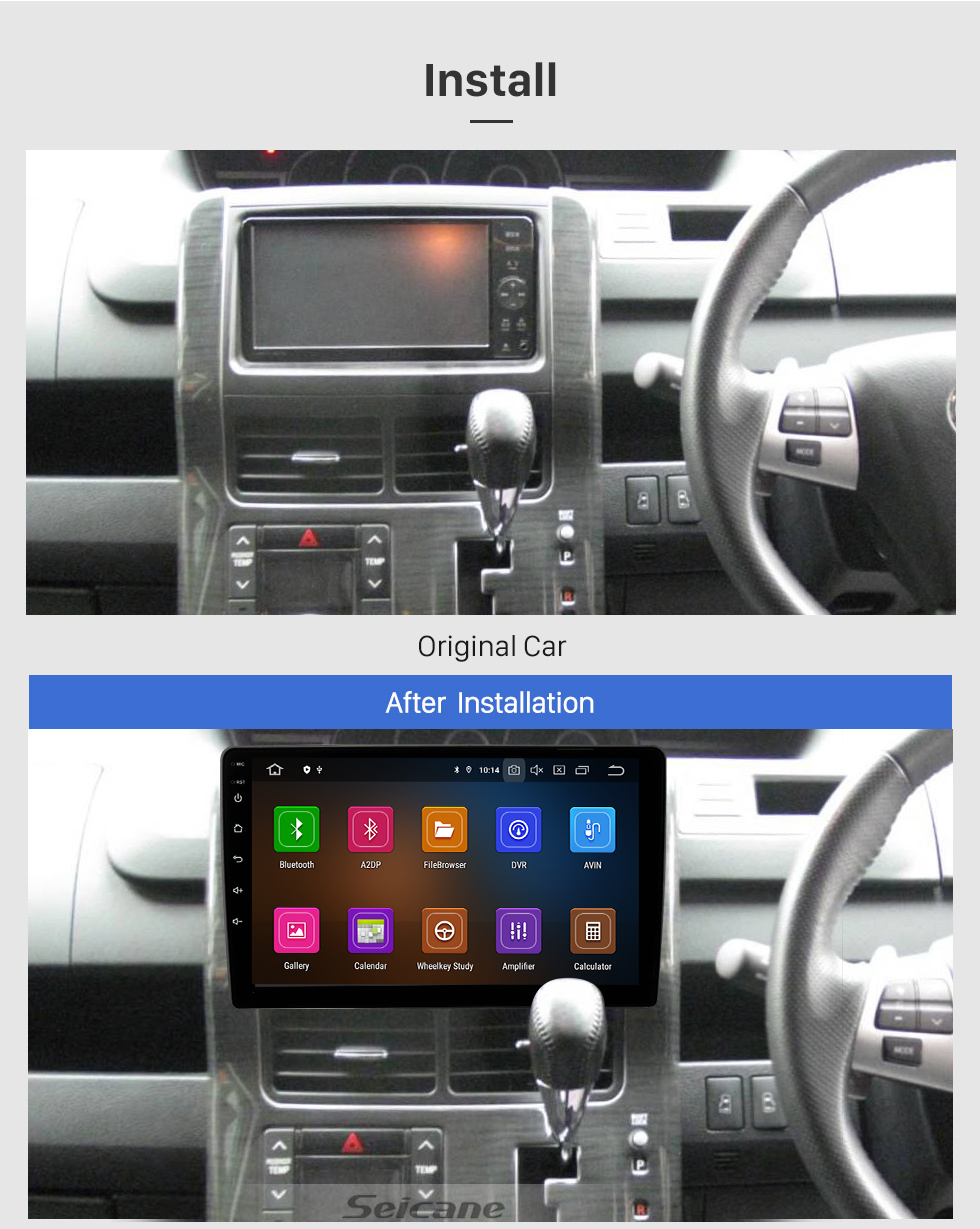 Seicane Для 2007-2013 Toyota Noah Voxy Radio 10,1-дюймовый сенсорный экран Android 12.0 HD Bluetooth с системой GPS-навигации Поддержка Carplay 1080P