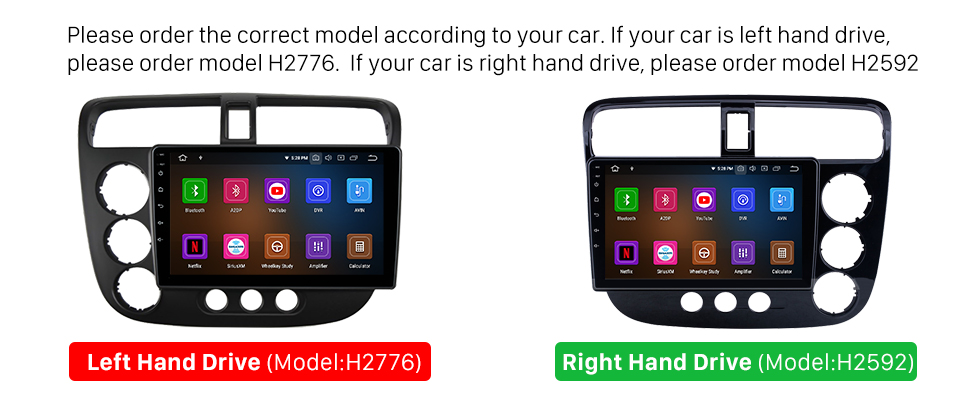 Seicane HD Touchscreen 9 polegadas Android 12.0 Para HONDA CIVIC LHD MANUAL AC 2005 Rádio Sistema de Navegação GPS Bluetooth Carplay suporte Câmera de backup