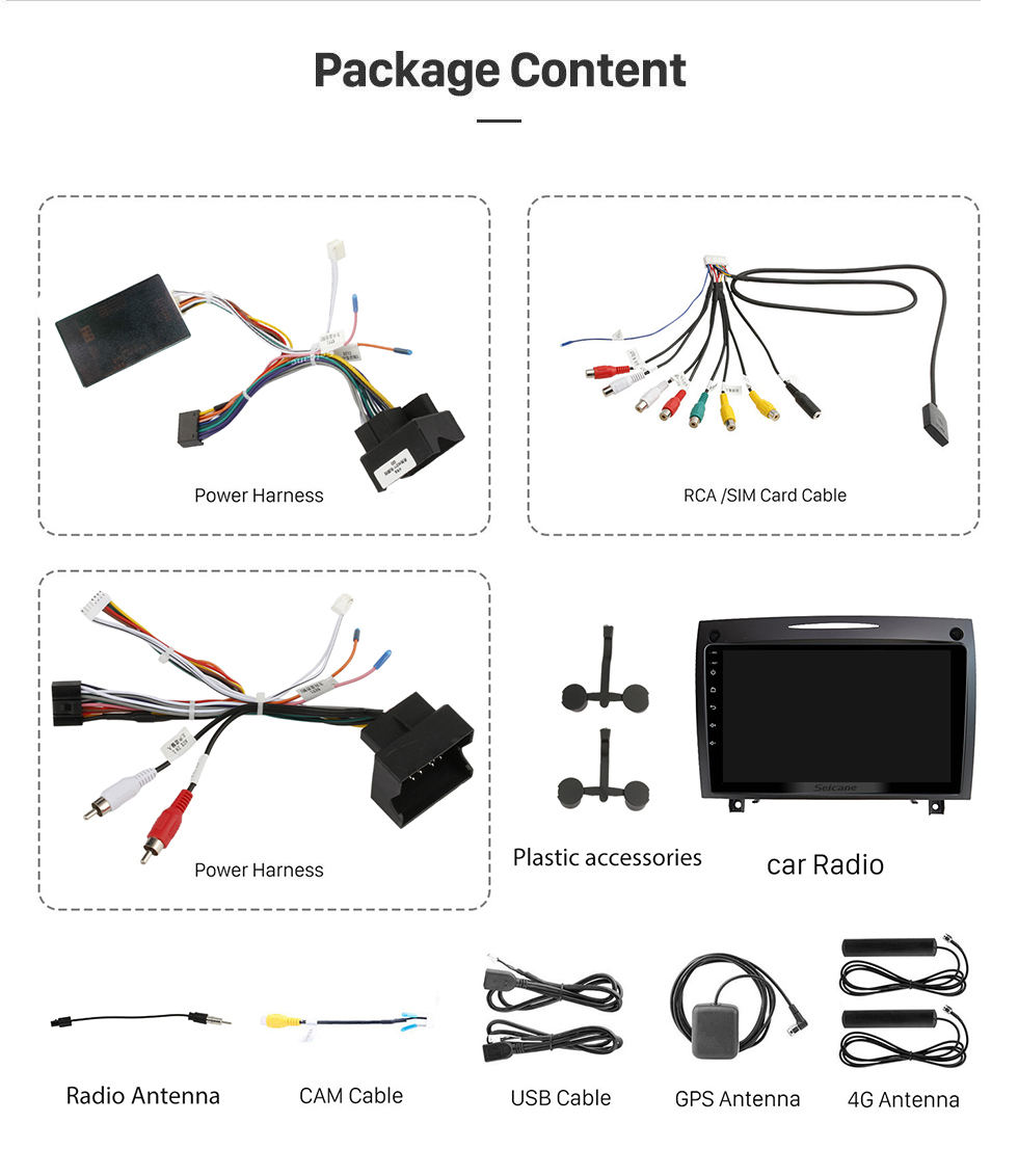 Seicane Tela sensível ao toque HD 9 polegadas Android 13.0 Para 2000 2001 2002-2011 Mercedes SLK Classe R171 SLK200 SLK280 SLK300 SLK350 SLK55 Rádio GPS Sistema de Navegação Bluetooth Carplay suporte Câmera de backup