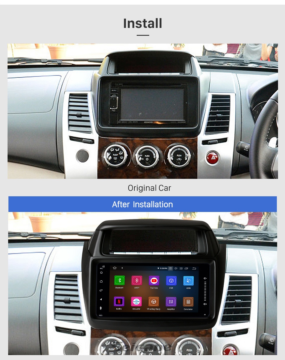 Seicane Für MITSUBISHI PAJERO SPORT Triton 2014 Radio Android 11.0 HD Touchscreen 7-Zoll-GPS-Navigationssystem mit WIFI Bluetooth-Unterstützung Carplay DVR