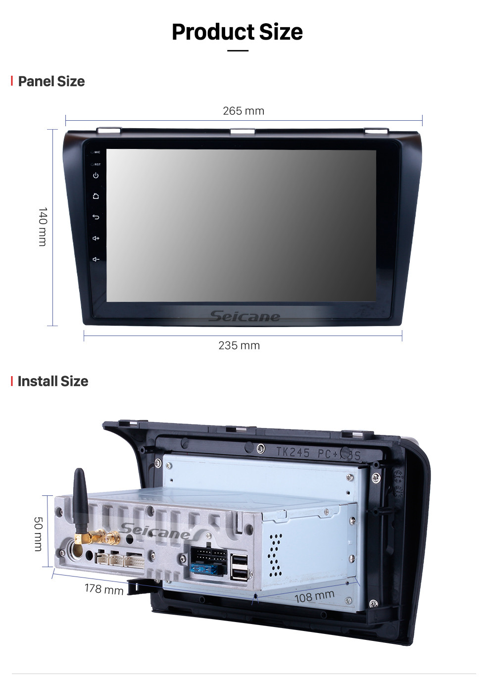 Seicane OEM 2004-2009 Mazda 3 Android 9.0 HD Touchscreen 1024*600 Touchscreen DVD GPS Radio Bluetooth OBD2 DVR Rearview Camera 1080P Steering Wheel Control WIFI Seicane OEM 2004-2009 Mazda 3 Android 9.0 HD Touchscreen 1024*600 Touchscreen DVD GPS Radio Bluetooth OBD2 DVR Rearview Camera 1080P Steering Wheel Control WIFI