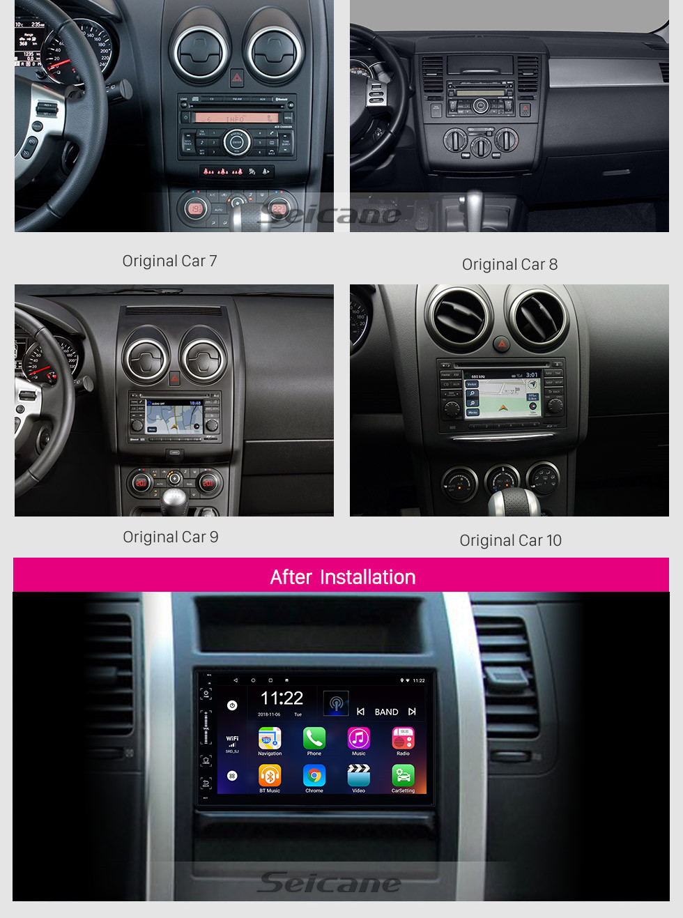Seicane 7-дюймовый 2 Din Android 8.1 Универсальный GPS-навигатор с HD сенсорным экраном Поддержка Bluetooth OBD2 Carplay Управление рулевого колеса
