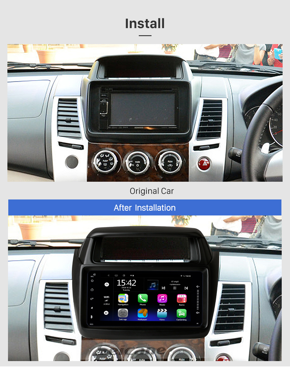 Seicane For MITSUBISHI PAJERO SPORT Triton 2014 Radio Android 10.0 HD Touchscreen 7 inch GPS Navigation System with WIFI Bluetooth support Carplay DVR