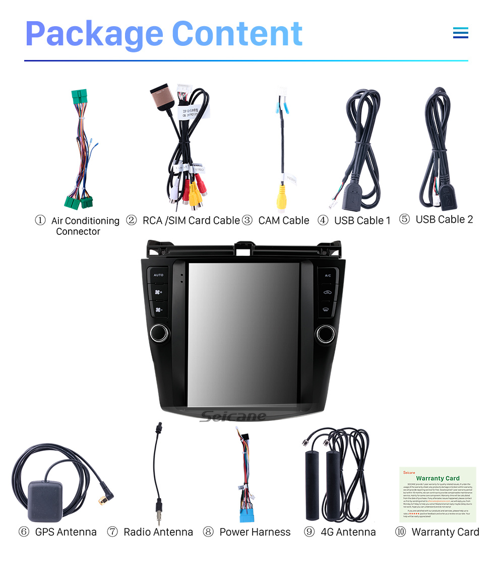 Seicane HD Touchscreen 9.7 inch Android 10.0 Aftermarket GPS Navigation Radio for 2003-2007 Honda Accord 7 with Bluetooth Phone AUX FM Steering Wheel Control support DVD 1080P Video OBD2 Seicane HD Touchscreen 9.7 inch Android 10.0 Aftermarket GPS Navigation Radio for 2003-2007 Honda Accord 7 with Bluetooth Phone AUX FM Steering Wheel Control support DVD 1080P Video OBD2