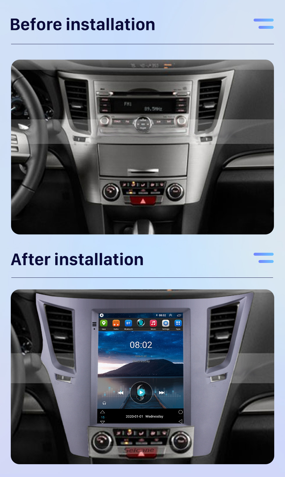 Seicane Aftermarket 9.7 pouces Android 10.0 Radio pour Subaru Outback 2010-2014 Navigation GPS HD Écran Tactile Stéréo Bluetooth USB MP4 Musique Lien Miroir SWC 4G WIFI Seicane Aftermarket 9.7 pouces Android 10.0 Radio pour Subaru Outback 2010-2014 Navigation GPS HD Écran Tactile Stéréo Bluetooth USB MP4 Musique Lien Miroir SWC 4G WIFI