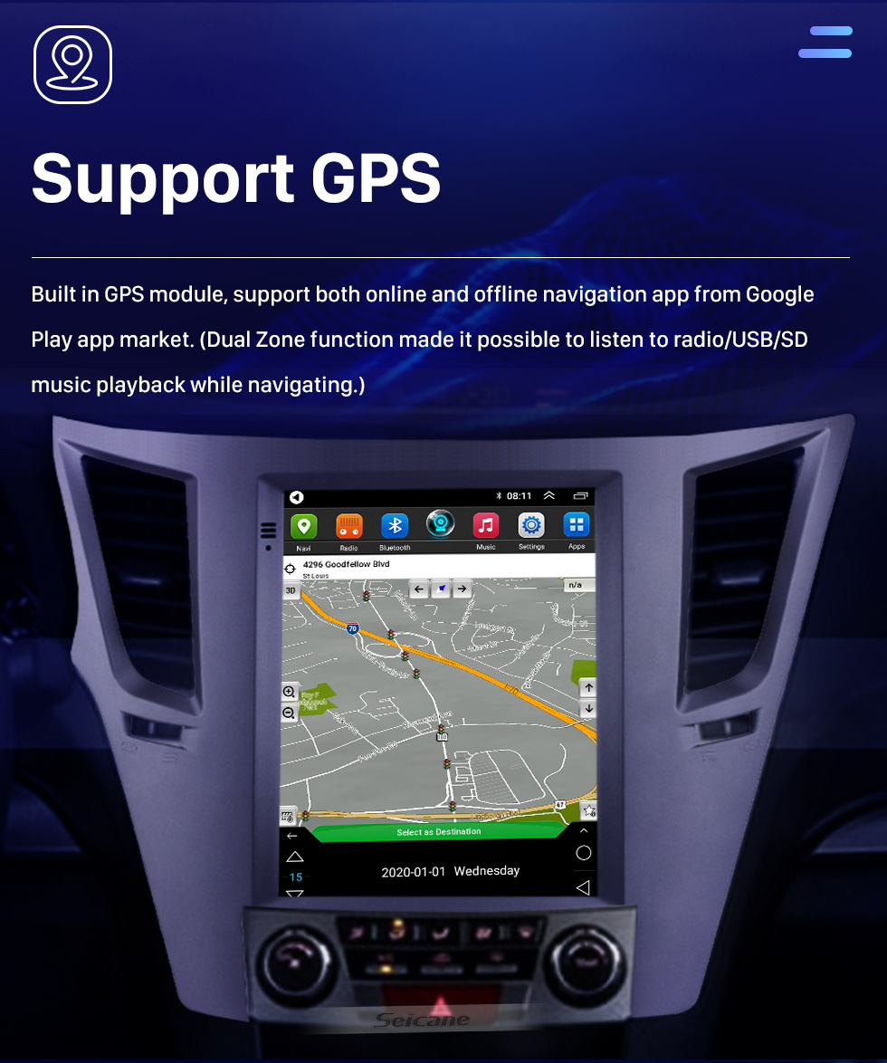 Seicane Aftermarket 9.7 pouces Android 10.0 Radio pour Subaru Outback 2010-2014 Navigation GPS HD Écran Tactile Stéréo Bluetooth USB MP4 Musique Lien Miroir SWC 4G WIFI Seicane Aftermarket 9.7 pouces Android 10.0 Radio pour Subaru Outback 2010-2014 Navigation GPS HD Écran Tactile Stéréo Bluetooth USB MP4 Musique Lien Miroir SWC 4G WIFI