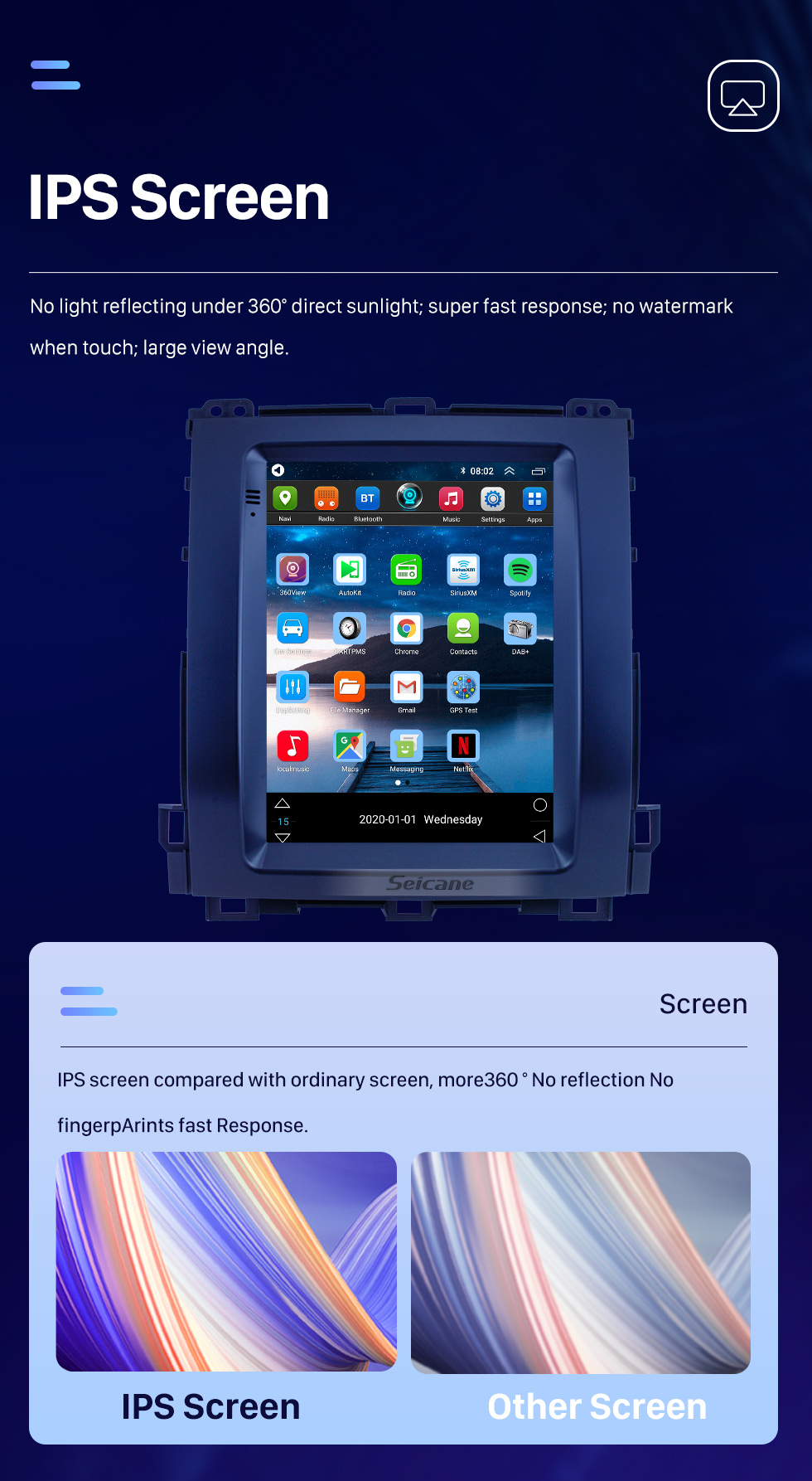 Seicane HD Touchscreen For 2002-2007 2008 2009 Toyota Prado Android 10.0 9.7 inch GPS Navigation Radio WIFI Bluetooth support TPMS Digital TV Carplay Seicane HD Touchscreen For 2002-2007 2008 2009 Toyota Prado Android 10.0 9.7 inch GPS Navigation Radio WIFI Bluetooth support TPMS Digital TV Carplay