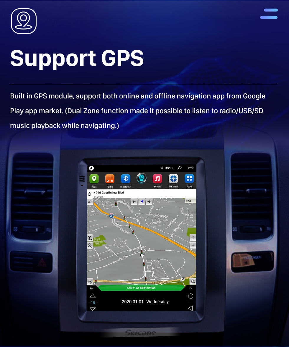 Seicane HD Touchscreen For 2002-2007 2008 2009 Toyota Prado Android 10.0 9.7 inch GPS Navigation Radio WIFI Bluetooth support TPMS Digital TV Carplay Seicane HD Touchscreen For 2002-2007 2008 2009 Toyota Prado Android 10.0 9.7 inch GPS Navigation Radio WIFI Bluetooth support TPMS Digital TV Carplay