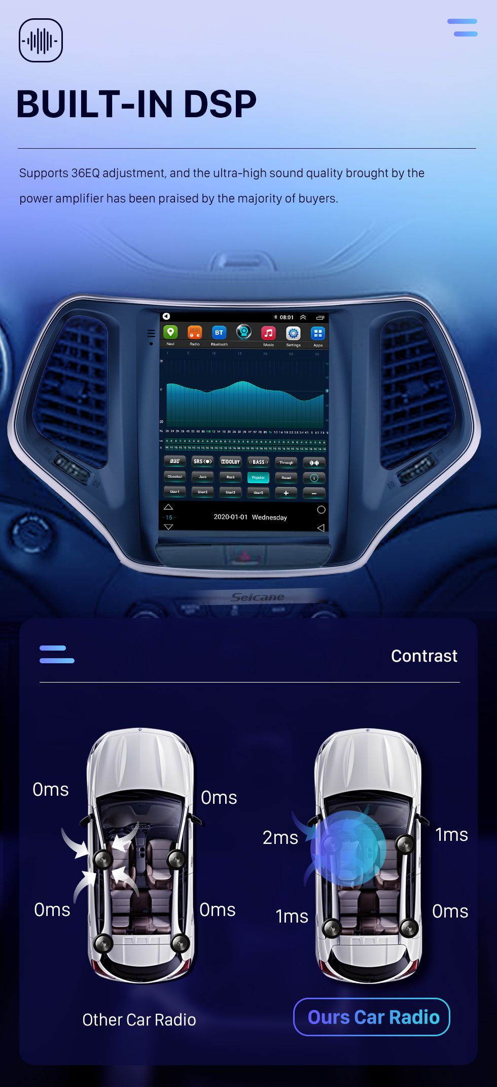 Seicane 9.7 inch HD Touch Screen 2016 2017 2018 Jeep Cherokee Android 10.0 Radio GPS Navigation Bluetooth Music USB WIFI Audio system Support DVR OBD2 TPMS Digital TV Seicane 9.7 inch HD Touch Screen 2016 2017 2018 Jeep Cherokee Android 10.0 Radio GPS Navigation Bluetooth Music USB WIFI Audio system Support DVR OBD2 TPMS Digital TV
