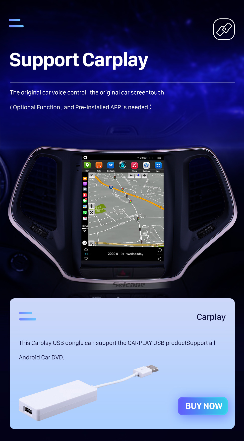 Seicane 9.7 inch HD Touch Screen 2016 2017 2018 Jeep Cherokee Android 10.0 Radio GPS Navigation Bluetooth Music USB WIFI Audio system Support DVR OBD2 TPMS Digital TV Seicane 9.7 inch HD Touch Screen 2016 2017 2018 Jeep Cherokee Android 10.0 Radio GPS Navigation Bluetooth Music USB WIFI Audio system Support DVR OBD2 TPMS Digital TV