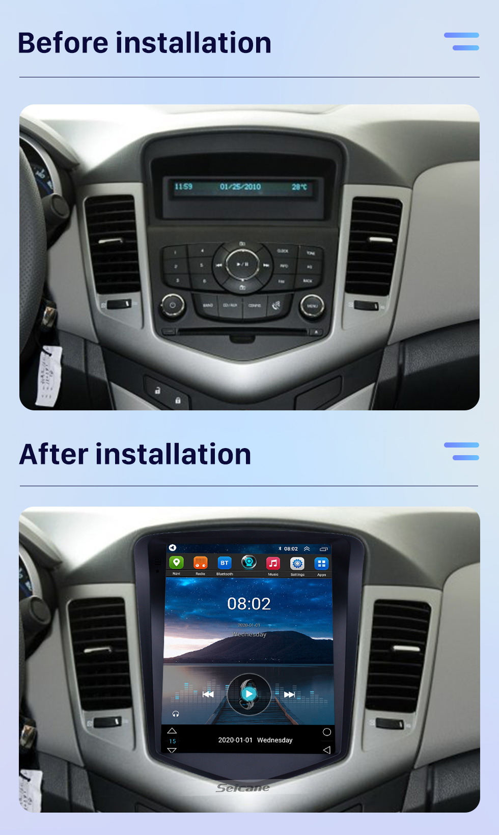 Seicane OEM 9.7 inch Android 10.0 for chevy Chevrolet Classic Cruze 2008-2013 GPS Navigation Radio with Touchscreen Bluetooth WIFI support TPMS Carplay Seicane OEM 9.7 inch Android 10.0 for chevy Chevrolet Classic Cruze 2008-2013 GPS Navigation Radio with Touchscreen Bluetooth WIFI support TPMS Carplay