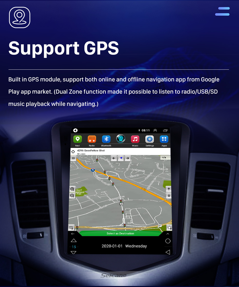 Seicane OEM 9.7 inch Android 10.0 for chevy Chevrolet Classic Cruze 2008-2013 GPS Navigation Radio with Touchscreen Bluetooth WIFI support TPMS Carplay Seicane OEM 9.7 inch Android 10.0 for chevy Chevrolet Classic Cruze 2008-2013 GPS Navigation Radio with Touchscreen Bluetooth WIFI support TPMS Carplay