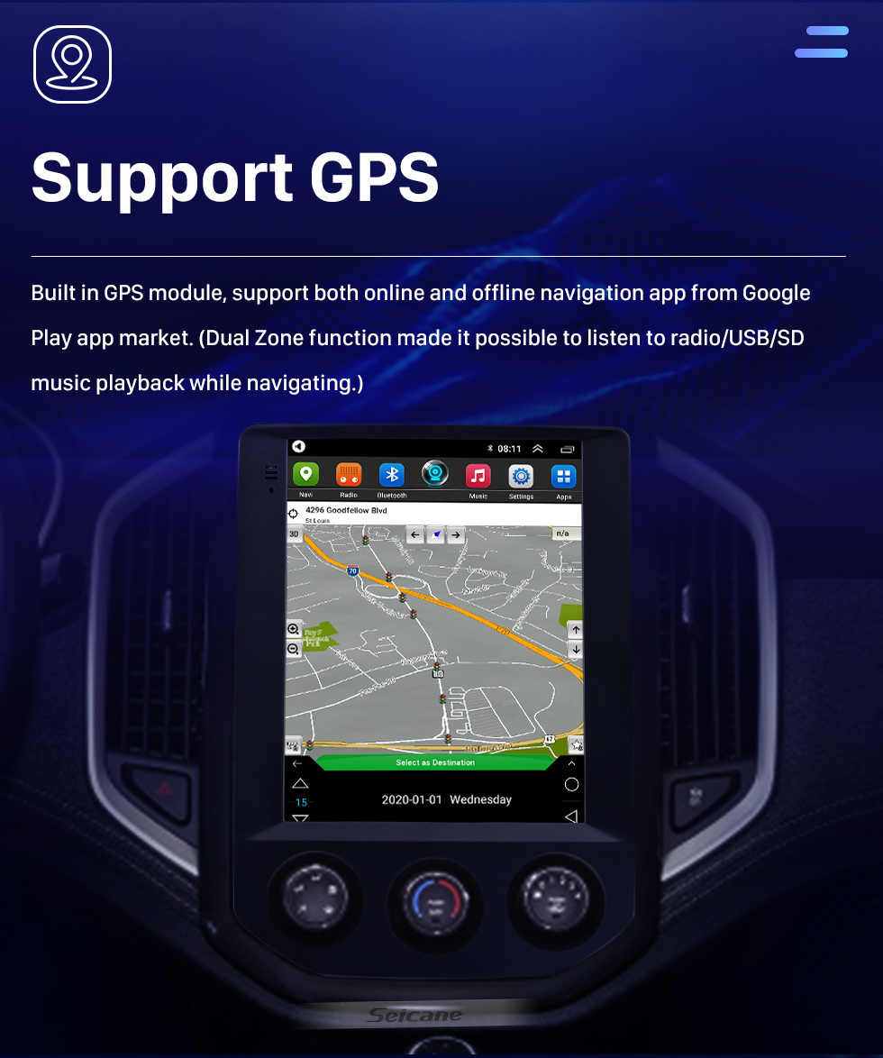 Seicane 2020 SGMW BaoJun 530 9.7 pouces Android 9.1 Radio de navigation GPS avec écran tactile HD Bluetooth WIFI Prise en charge AUX Caméra de recul Carplay Seicane 2020 SGMW BaoJun 530 9.7 pouces Android 9.1 Radio de navigation GPS avec écran tactile HD Bluetooth WIFI Prise en charge AUX Caméra de recul Carplay