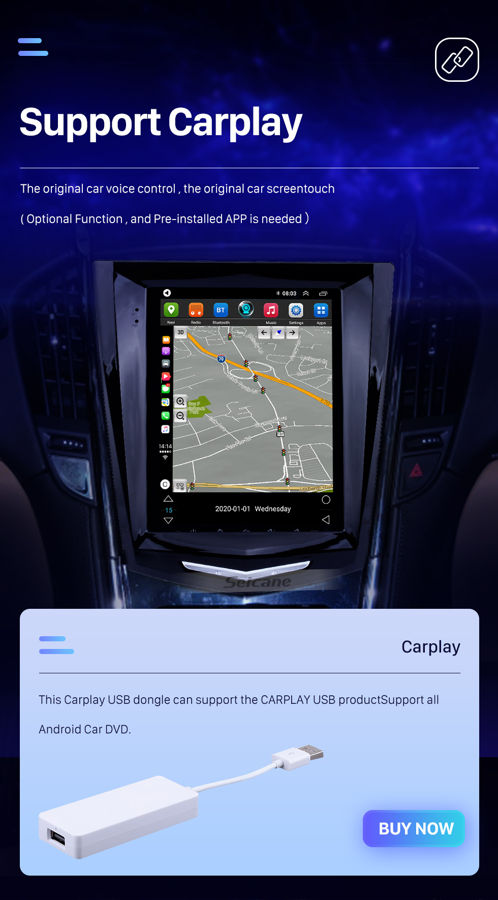 Seicane 9.7 inch HD Touchscreen Android 10.0 car Stereo for Cadillac ATS XTS ATSL SRX CTS 2011-2019 Navigation system BT Wifi Mirror Link USB support DVD Player Carplay 4G Seicane 9.7 inch HD Touchscreen Android 10.0 car Stereo for Cadillac ATS XTS ATSL SRX CTS 2011-2019 Navigation system BT Wifi Mirror Link USB support DVD Player Carplay 4G