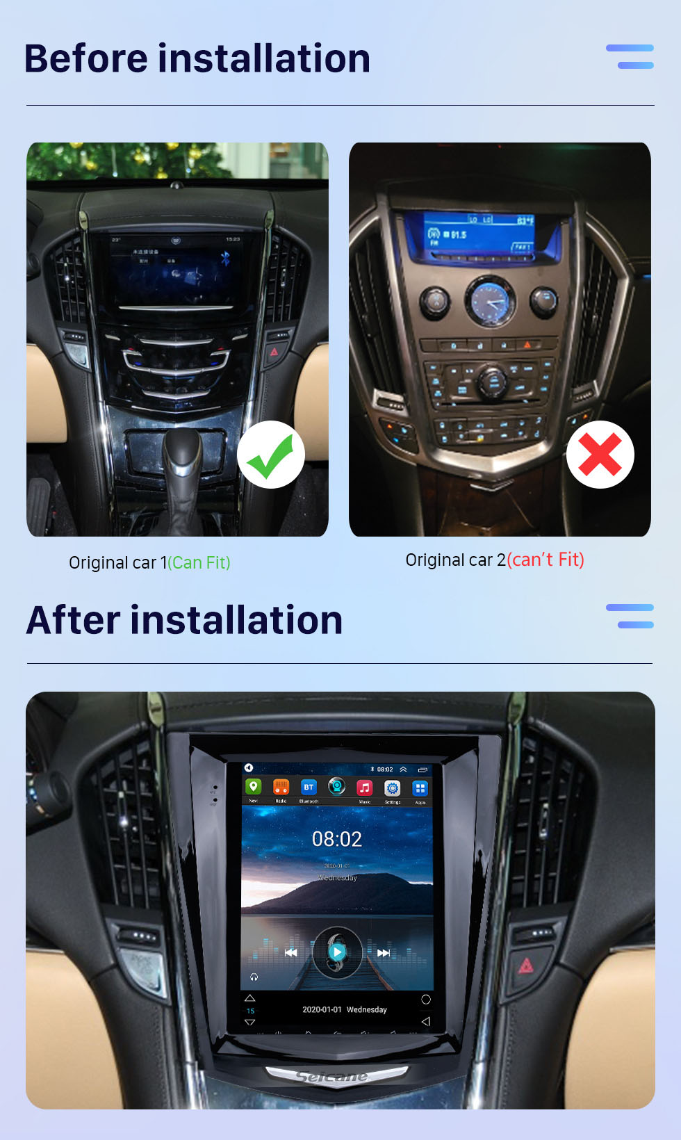 Seicane 9.7 inch HD Touchscreen Android 10.0 car Stereo for Cadillac ATS XTS ATSL SRX CTS 2011-2019 Navigation system BT Wifi Mirror Link USB support DVD Player Carplay 4G Seicane 9.7 inch HD Touchscreen Android 10.0 car Stereo for Cadillac ATS XTS ATSL SRX CTS 2011-2019 Navigation system BT Wifi Mirror Link USB support DVD Player Carplay 4G