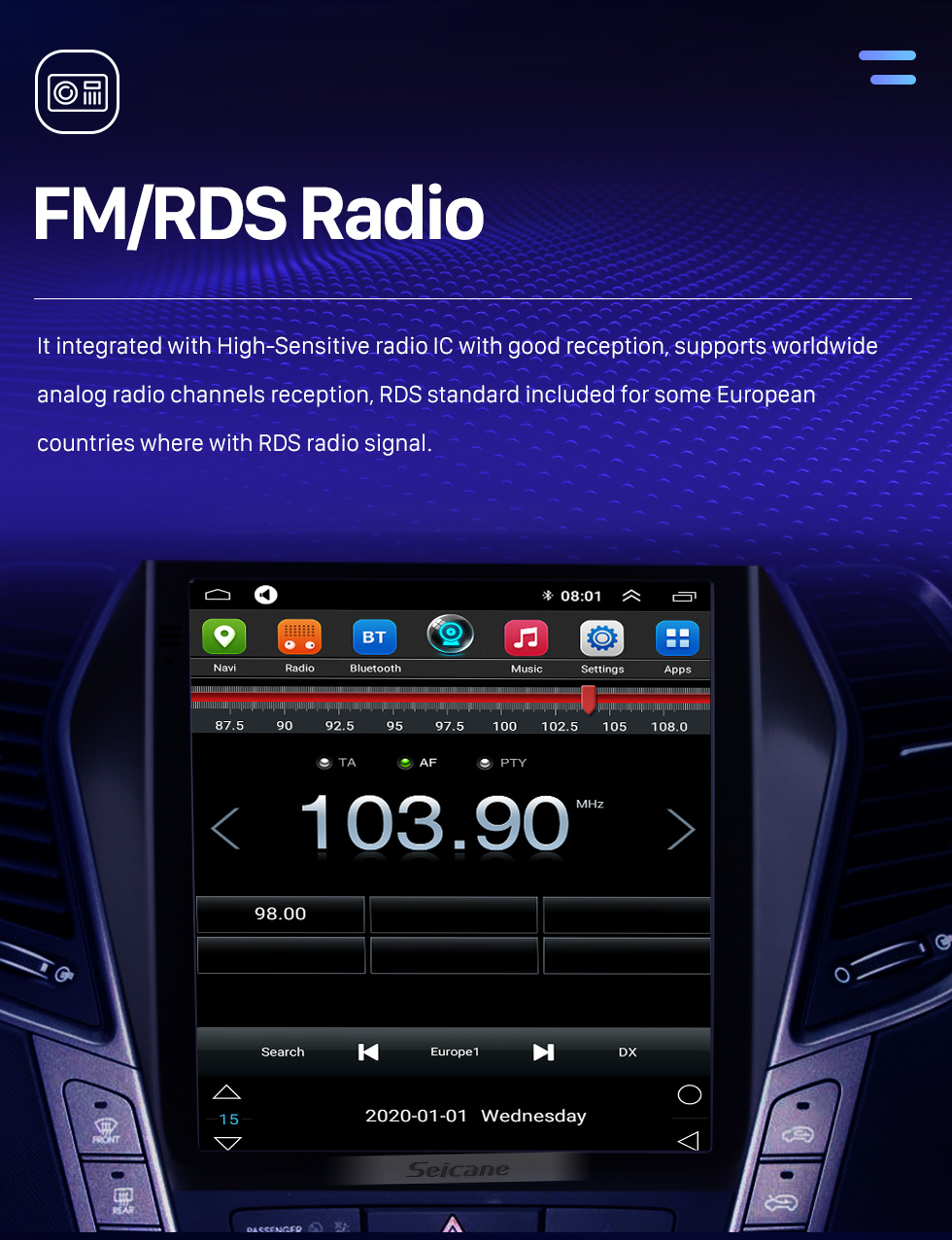 Seicane 2015 2016 2017 Hyundai Santafe IX45 9,7 polegadas HD Touchscreen Android 10.0 Rádio GPS Navegação Bluetooth FM AUX WIFI Espelho Link suporte Câmera retrovisor TV digital OBD2 DVD TPMS Seicane 2015 2016 2017 Hyundai Santafe IX45 9,7 polegadas HD Touchscreen Android 10.0 Rádio GPS Navegação Bluetooth FM AUX WIFI Espelho Link suporte Câmera retrovisor TV digital OBD2 DVD TPMS