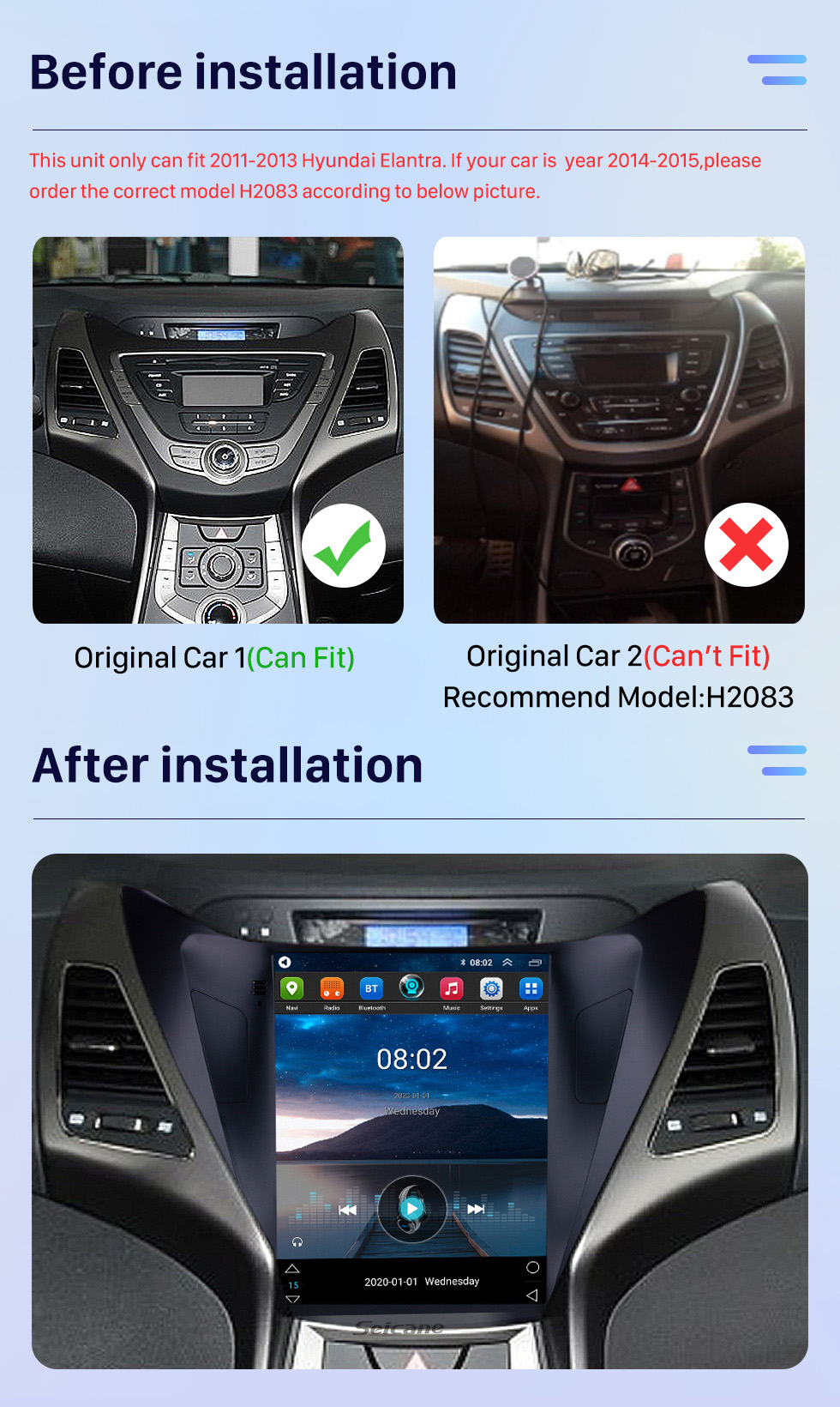 Seicane 2012 2013 2014 Hyundai Avante Elantra 9.7 inch Android 10.0 HD Touchscreen Stereo Bluetooth GPS Navigation Radio with Wifi AUX USB Steering Wheel Control support DVR Rearview Camera OBD Seicane 2012 2013 2014 Hyundai Avante Elantra 9.7 inch Android 10.0 HD Touchscreen Stereo Bluetooth GPS Navigation Radio with Wifi AUX USB Steering Wheel Control support DVR Rearview Camera OBD