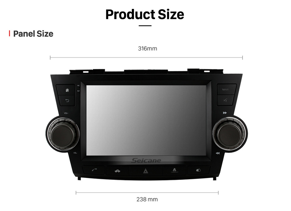 Seicane OEM Android 13.0 de 9 pulgadas para TOYOTA Highlander Radio 2009-2014 con sistema de navegación GPS con pantalla táctil Bluetooth HD compatible con Carplay DAB +