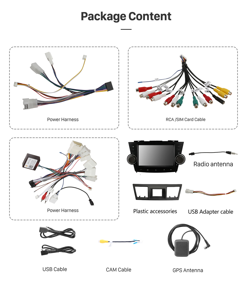 Seicane OEM Android 13.0 de 9 pulgadas para TOYOTA Highlander Radio 2009-2014 con sistema de navegación GPS con pantalla táctil Bluetooth HD compatible con Carplay DAB +