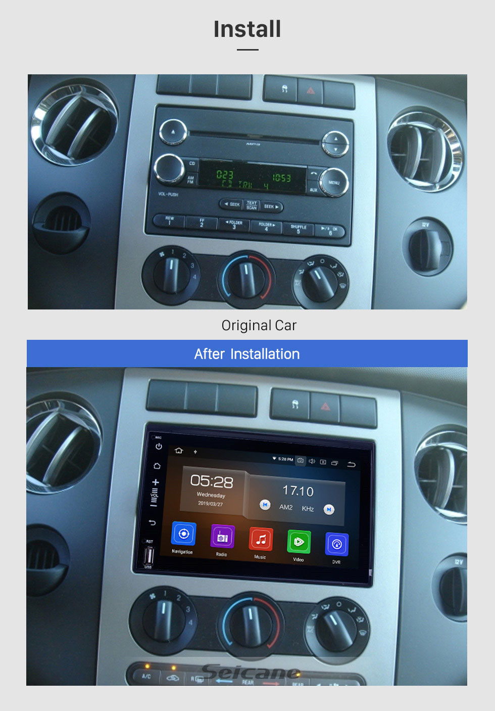 Seicane Android 9.0 DVD GPS In Dash Radio System for 2005-2009 Ford Mustang with 3G WiFi Bluetooth Mirror Link OBD2 Rearview Camera Seicane Android 9.0 DVD GPS In Dash Radio System for 2005-2009 Ford Mustang with 3G WiFi Bluetooth Mirror Link OBD2 Rearview Camera